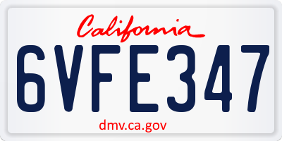 CA license plate 6VFE347
