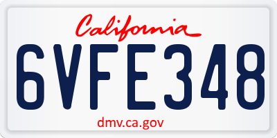 CA license plate 6VFE348