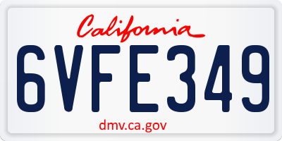 CA license plate 6VFE349
