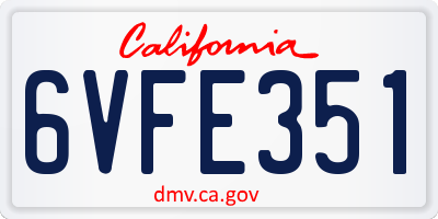 CA license plate 6VFE351
