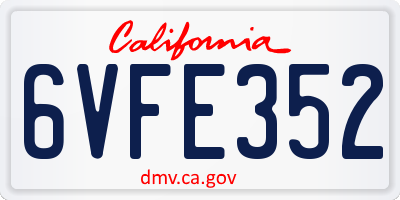 CA license plate 6VFE352