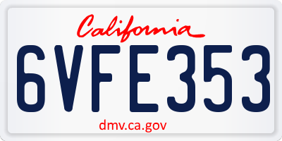 CA license plate 6VFE353