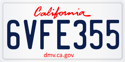 CA license plate 6VFE355