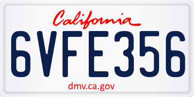 CA license plate 6VFE356