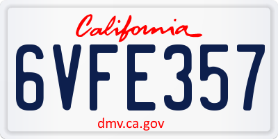 CA license plate 6VFE357