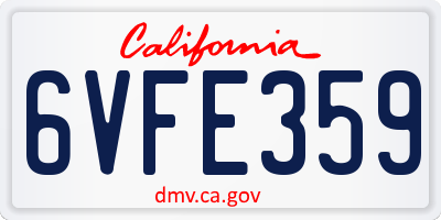 CA license plate 6VFE359