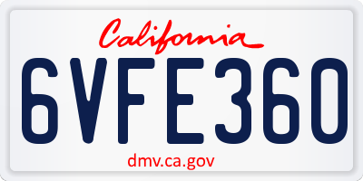 CA license plate 6VFE360