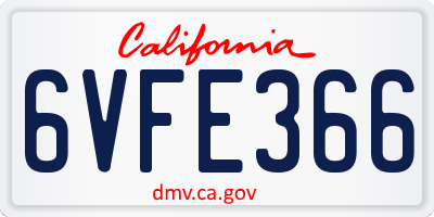 CA license plate 6VFE366