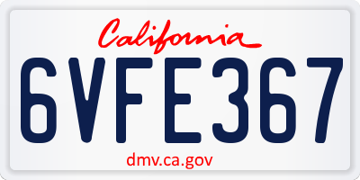 CA license plate 6VFE367