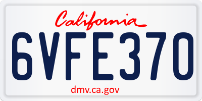 CA license plate 6VFE370