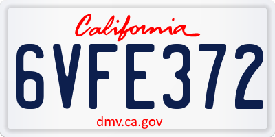 CA license plate 6VFE372
