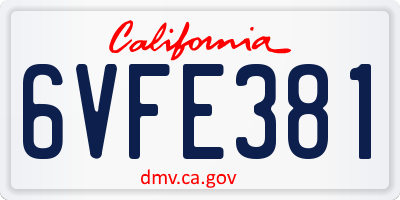 CA license plate 6VFE381