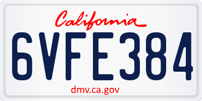 CA license plate 6VFE384