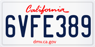 CA license plate 6VFE389