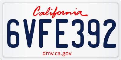 CA license plate 6VFE392