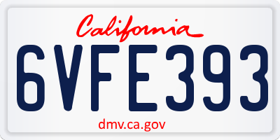 CA license plate 6VFE393