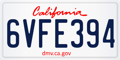 CA license plate 6VFE394