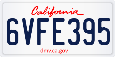 CA license plate 6VFE395