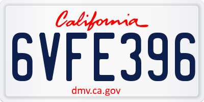 CA license plate 6VFE396