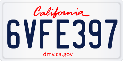 CA license plate 6VFE397
