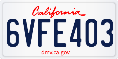 CA license plate 6VFE403