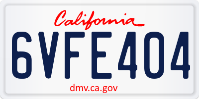 CA license plate 6VFE404