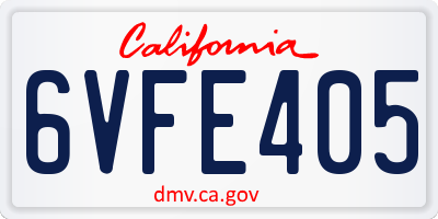 CA license plate 6VFE405