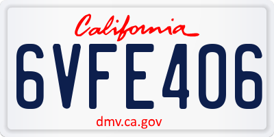 CA license plate 6VFE406