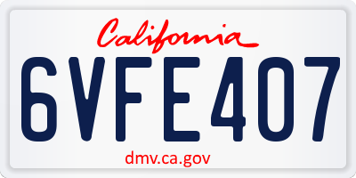 CA license plate 6VFE407