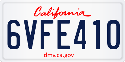 CA license plate 6VFE410