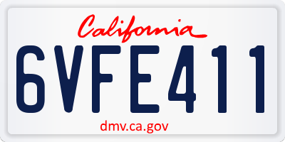 CA license plate 6VFE411