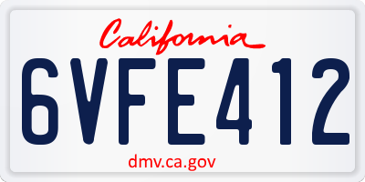 CA license plate 6VFE412