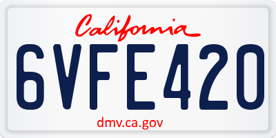 CA license plate 6VFE420