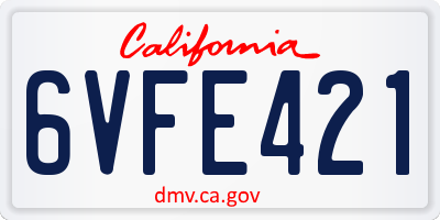 CA license plate 6VFE421