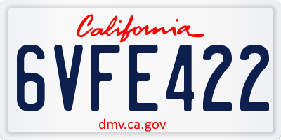 CA license plate 6VFE422