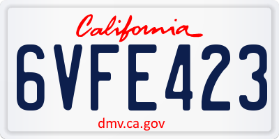 CA license plate 6VFE423