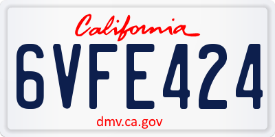 CA license plate 6VFE424
