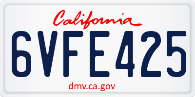 CA license plate 6VFE425