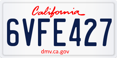 CA license plate 6VFE427