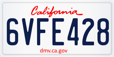 CA license plate 6VFE428
