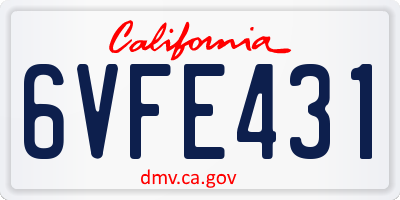 CA license plate 6VFE431