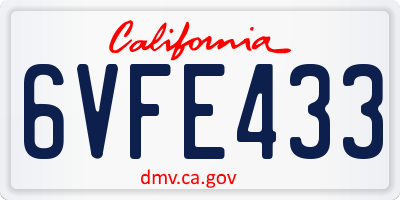 CA license plate 6VFE433