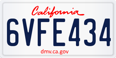 CA license plate 6VFE434