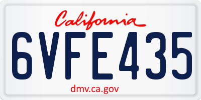 CA license plate 6VFE435