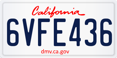 CA license plate 6VFE436