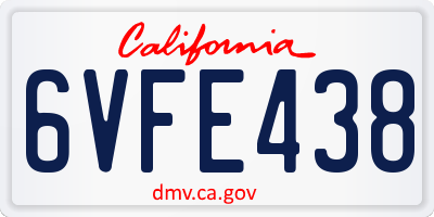 CA license plate 6VFE438