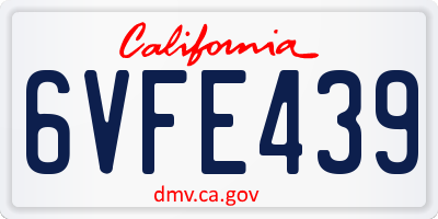CA license plate 6VFE439