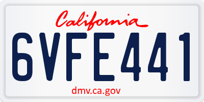 CA license plate 6VFE441