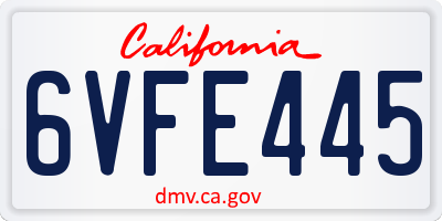 CA license plate 6VFE445