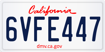 CA license plate 6VFE447